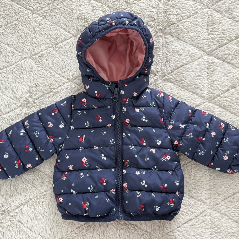 Primark Navy Floral Jacket with Pink Lining